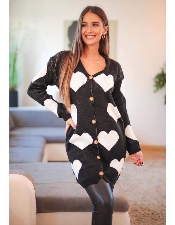 Dámsky kardigán so srdiečkami