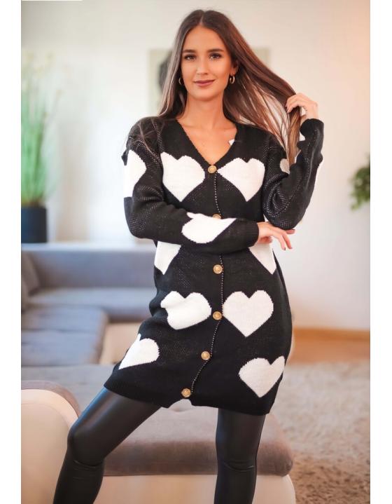 Dámsky kardigán so srdiečkami