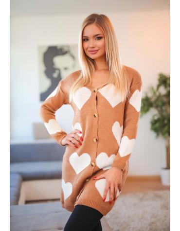 Dámsky kardigán so srdiečkami
