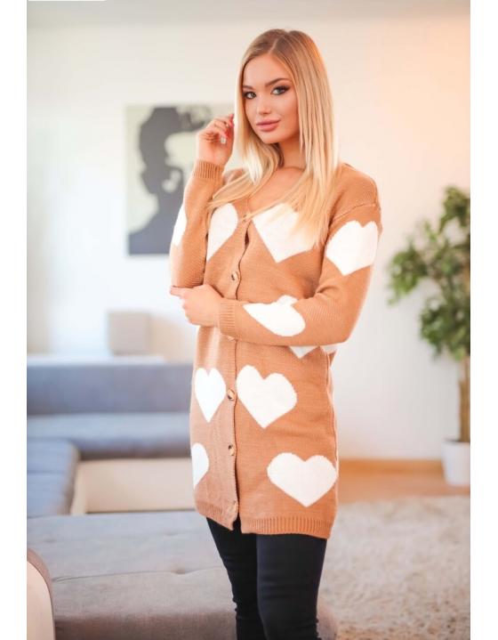 Dámsky kardigán so srdiečkami