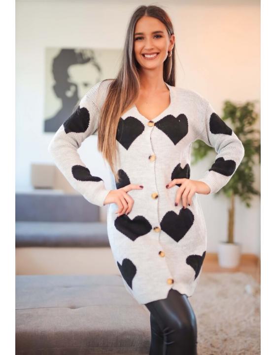 Dámsky kardigán so srdiečkami