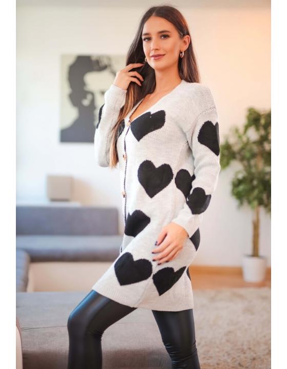 Dámsky kardigán so srdiečkami
