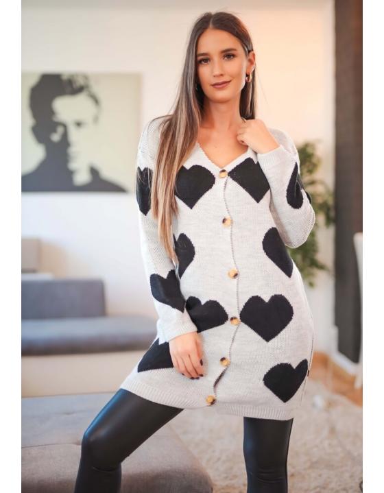 Dámsky kardigán so srdiečkami