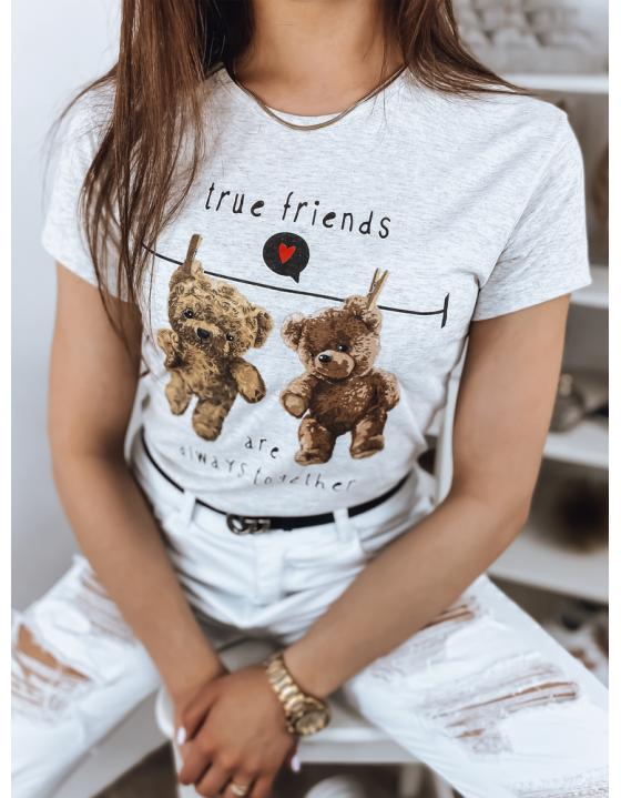 Dámske tričko TRUE FRIENDS svetlošedé